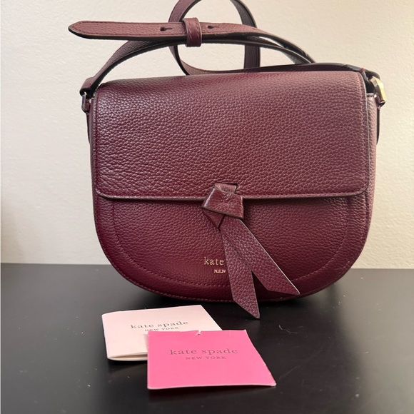 kate spade Handbags - kate spade Burgundy Pebbled Leather Crossbody with Knot Detail